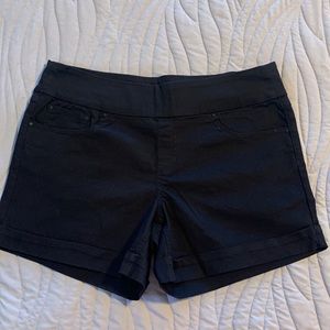 Black cotton shorts with fake cuff